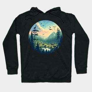 Low Poly Forest at Sunset Hoodie